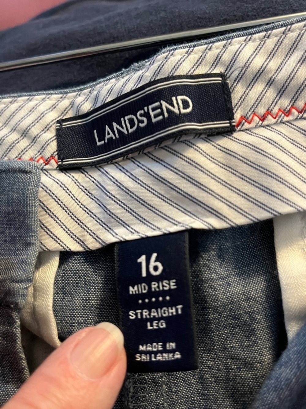 Lands End Classic Lightweight Chambray Trousers in Light Denim Blue - Picture 6 of 8